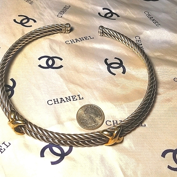 66.5G ! FLLI MENEGATTI Italy Double Cable Choker Necklace - Picture 4 of 7